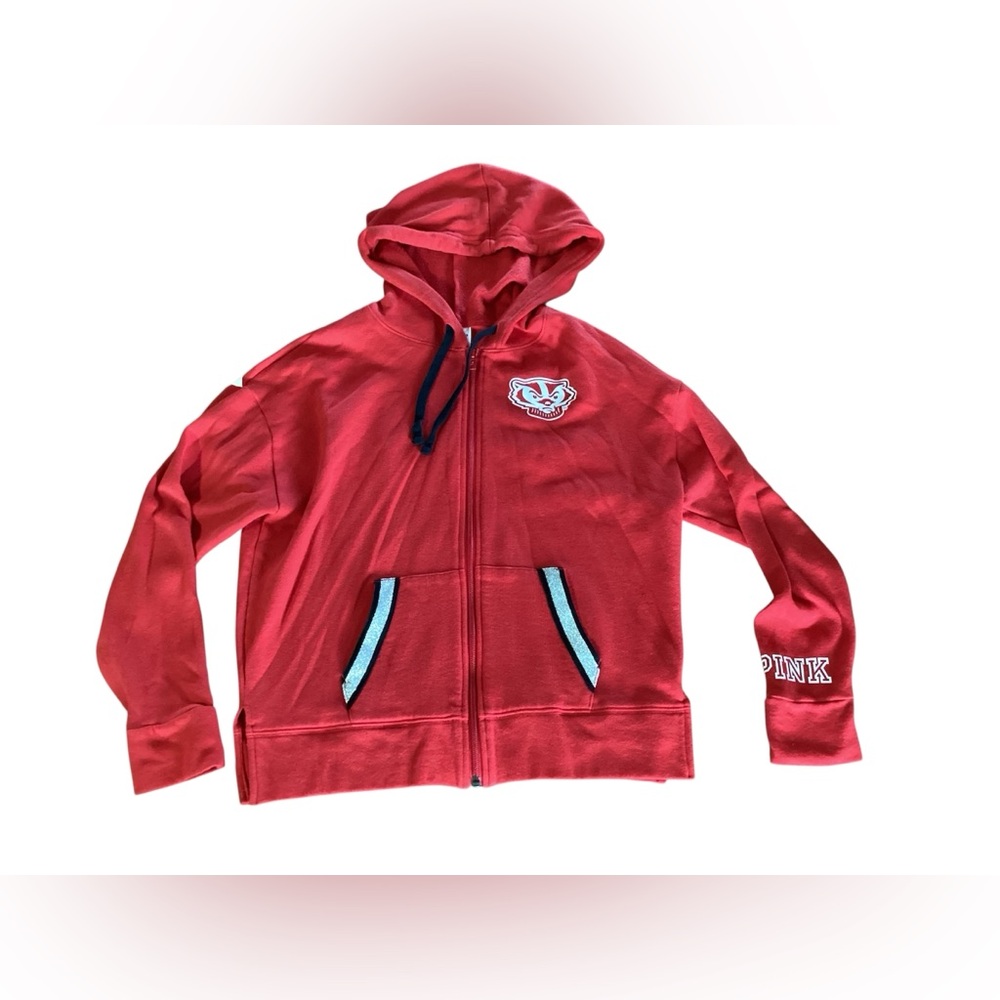 PINK‎ Victoria's Secret Wisconsin Badgers Zip Hoodie Jacket Red XS 5th & Ocean